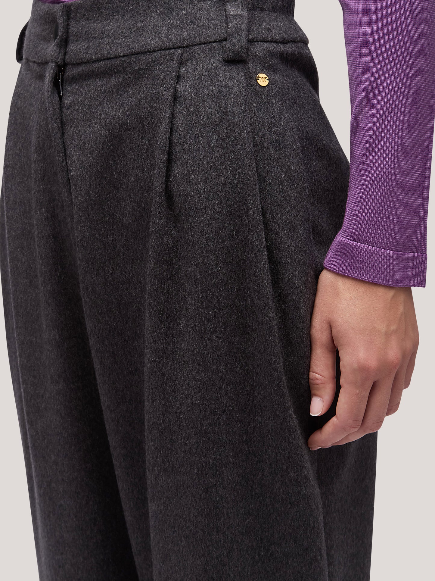Pantalone donna a uovo in flanella antracite pam188_f2513a_an0001 68145181589830