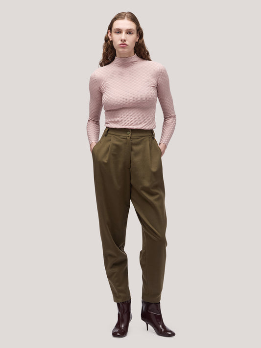 Pantalone donna a uovo in flanella militare pam188_f2513a_mi0001