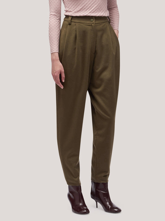 Pantalone donna a uovo in flanella - Pantalone donna a uovo in flanella alt - 002