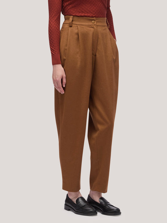 Pantalone donna a uovo in flanella - Pantalone donna a uovo in flanella alt - 002