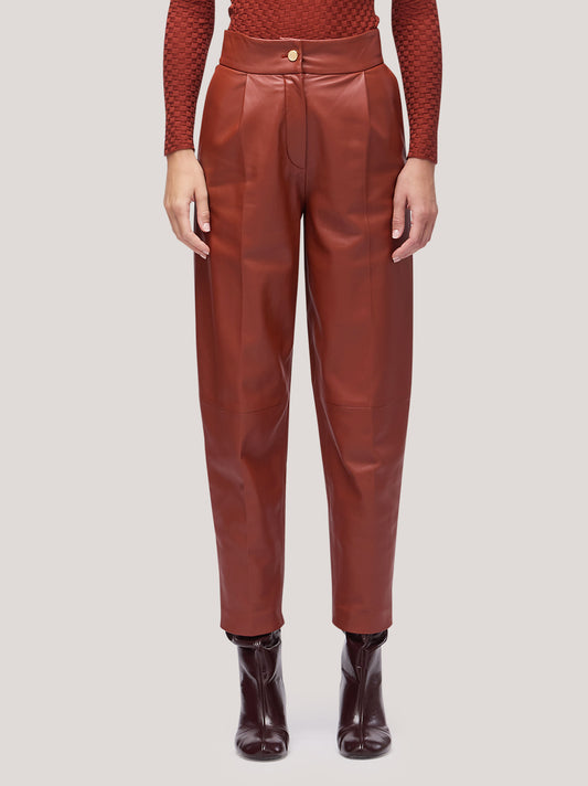 Pantalone donna a uovo in pelle - Pantalone donna a uovo in pelle alt - 002