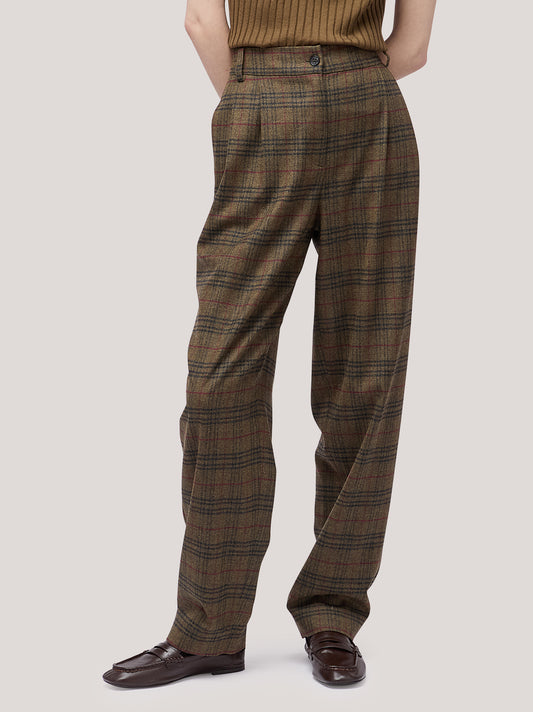 Carrot fit trousers in Glen check flannel - Carrot fit trousers in Glen check flannel alt - 002