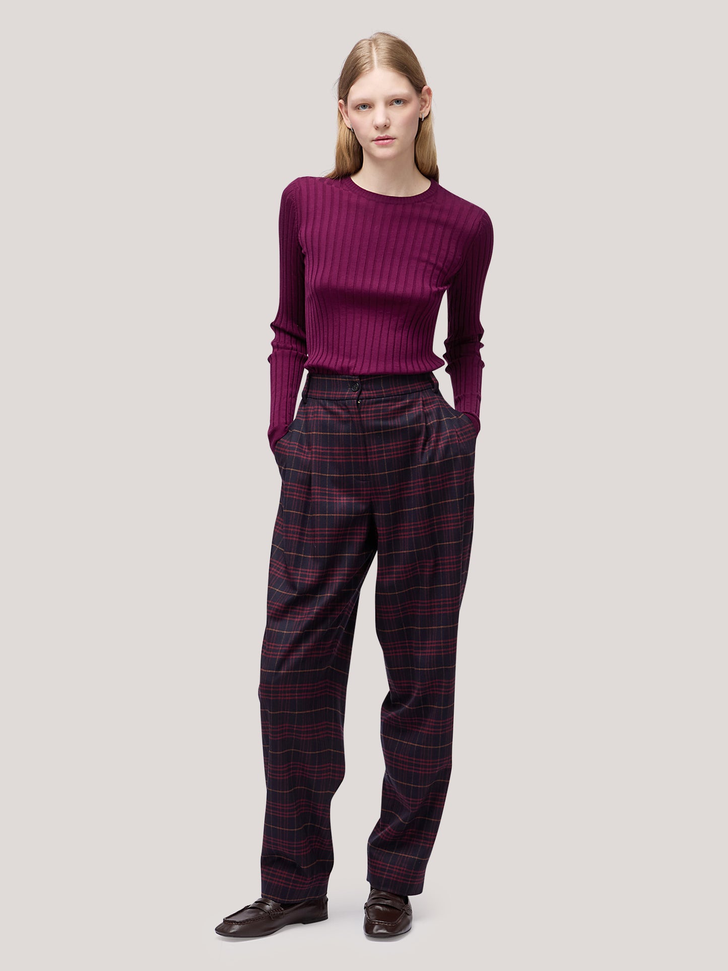 Carrot fit trousers in Glen check flannel night pam232_t22_f26-22_tnotte 74820902420806