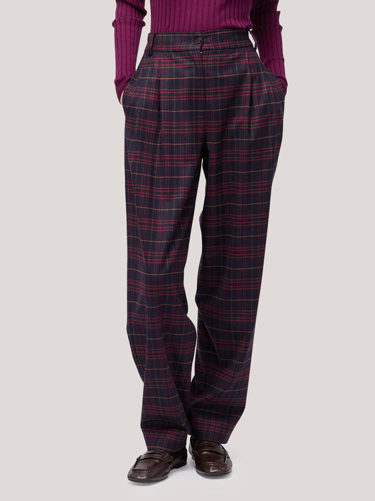 Carrot fit trousers in Glen check flannel - Carrot fit trousers in Glen check flannel alt - 002