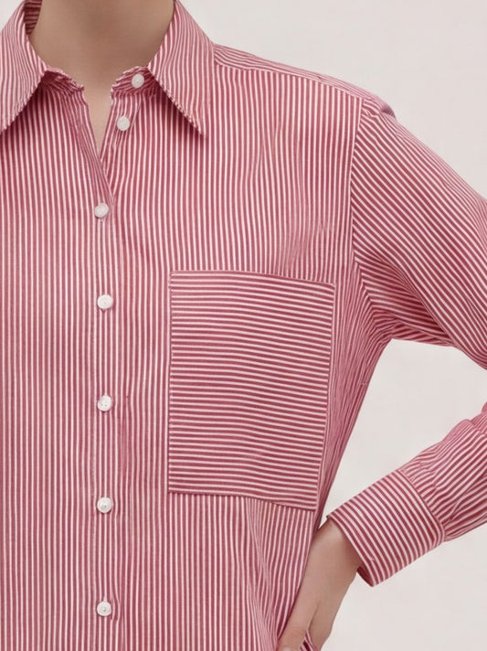 Oversized long-sleeve striped shirt - Oversized long-sleeve striped shirt alt - 002