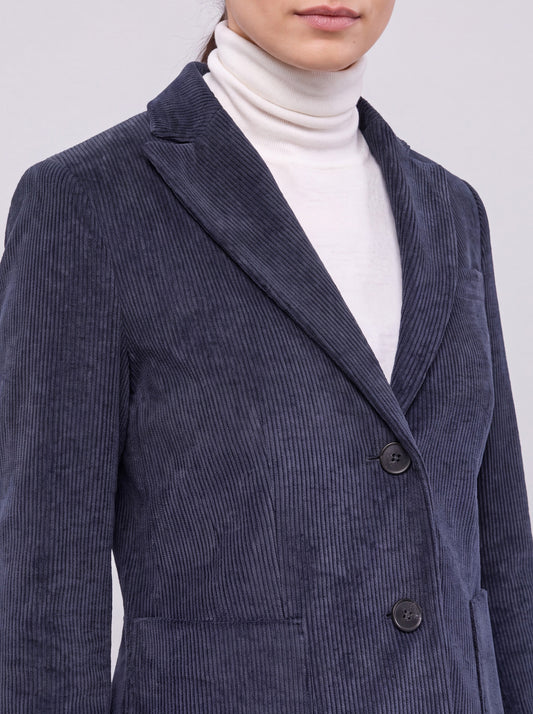 Single-breasted velvet jacket with patch pockets - Single-breasted velvet jacket with patch pockets alt - 002