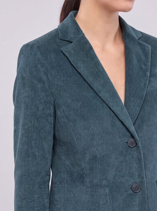 Single-breasted velvet jacket with patch pockets - Single-breasted velvet jacket with patch pockets alt - 002