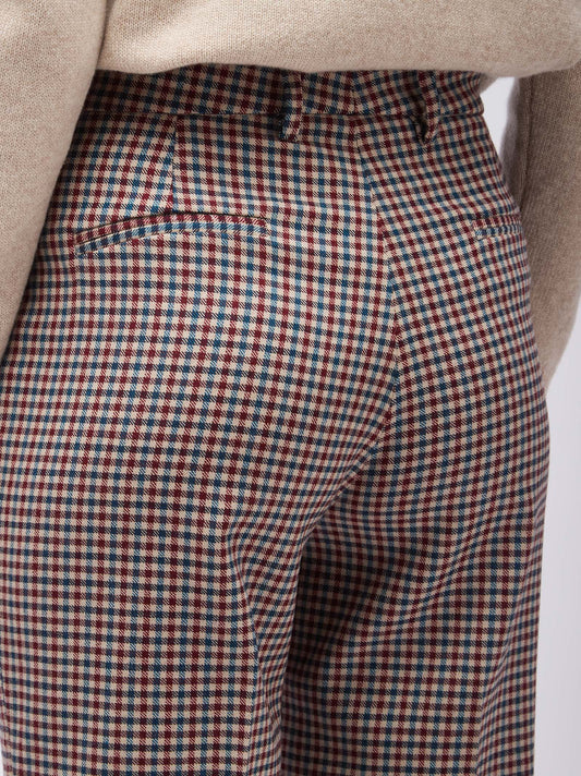 Pantalone quadrettato ampio crop - Pantalone quadrettato ampio crop alt - 002