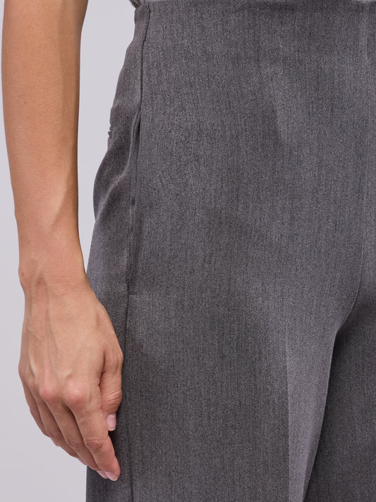 Minimalist wide-leg palazzo trousers with elastic waist - Minimalist wide-leg palazzo trousers with elastic waist alt - 002