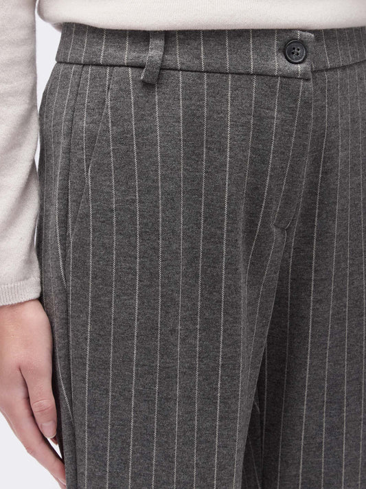 Pantalone gessato con risvolto - Pantalone gessato con risvolto alt - 002