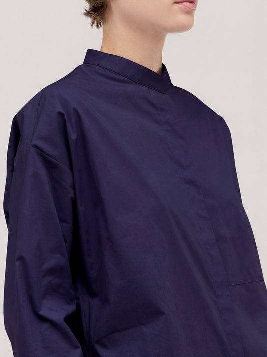 Over popeline shirt with front cut - Over popeline shirt with front cut alt - 002