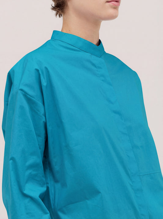 Over popeline shirt with front cut - Over popeline shirt with front cut alt - 002