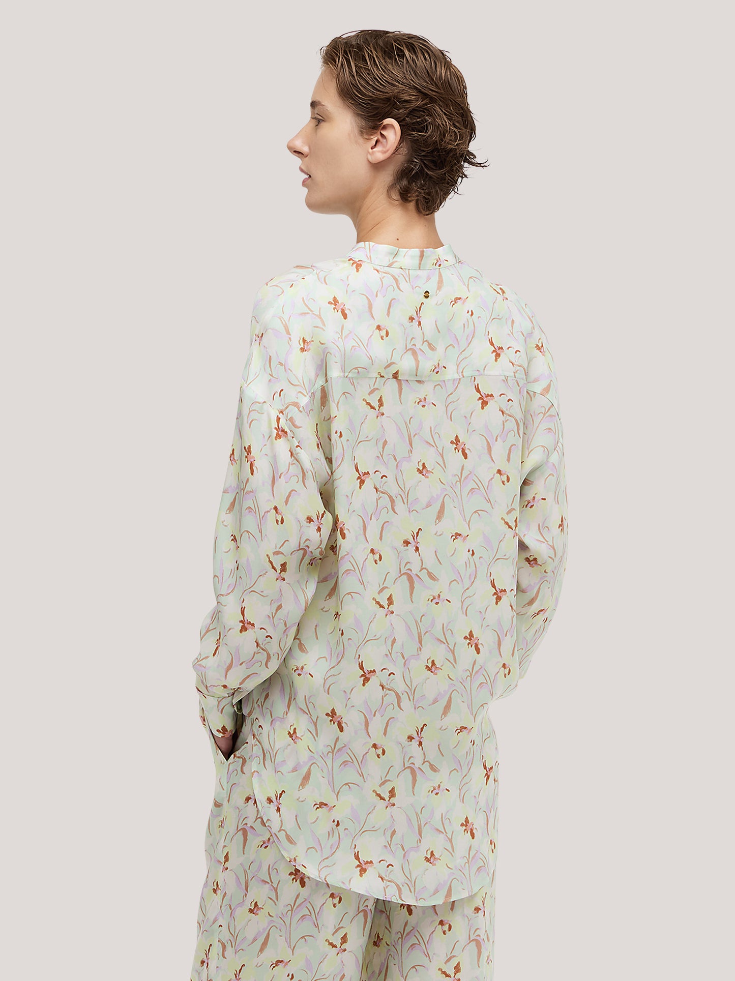 Camicia over con fantasia orchidea green tea/lillac top107_s2611b_tgreli 74536864121158