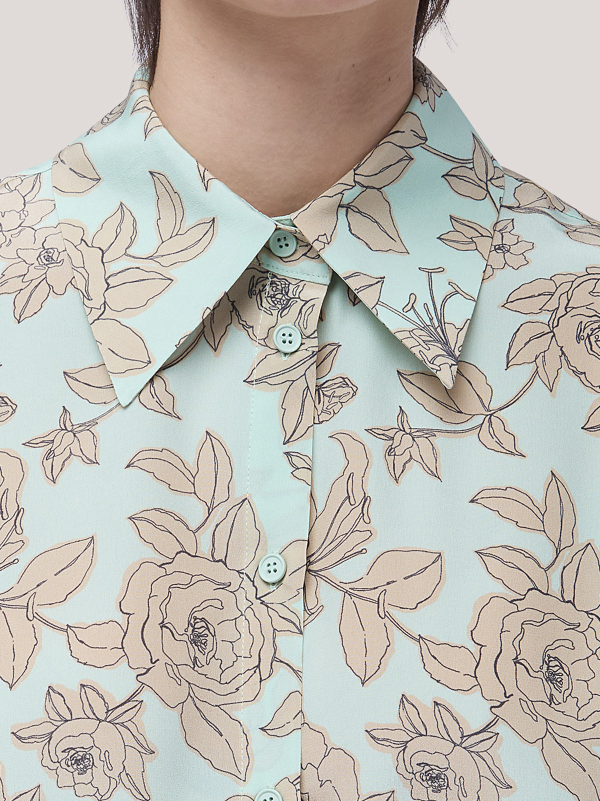 Camicia oversize in seta fantasia floreale germoglio/duna top121_t21_f26-21_tgerdu 76040441299270