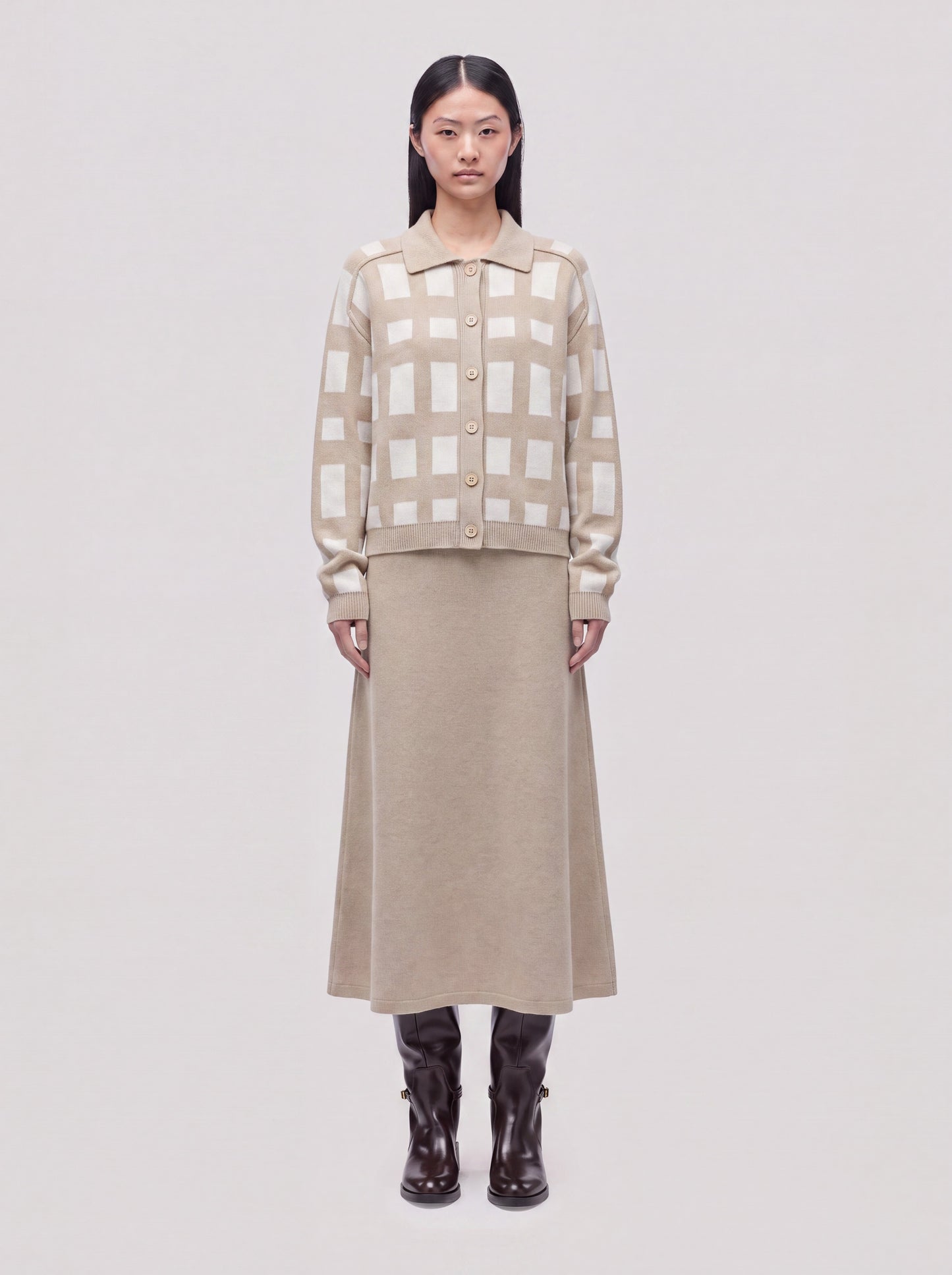 Giacchina in jacquard Tartan bianco duna 260r30_fw2613_999bco 74755684139334