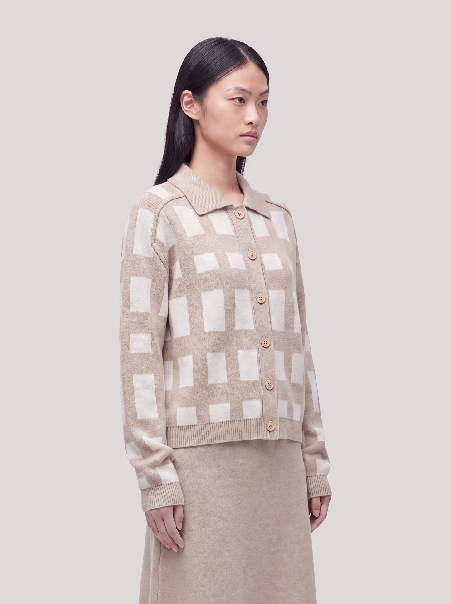 Giacchina in jacquard Tartan bianco duna 260r30_fw2613_999bco 74755684172102