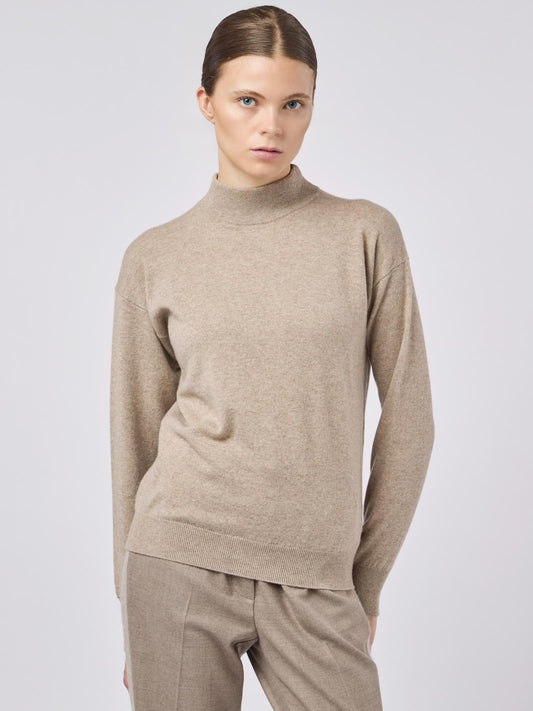 Maglia lupetto in puro cashmere avena 240a14_fw24-3_j16j16