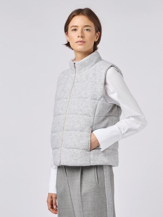 Maglia gilet donna imbottito full zip con bouclè nuage 240b38_fw244c_e73e73
