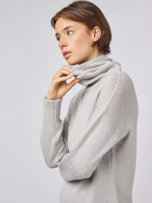 Maglia collo alto donna con applicazione paillettes nuage 240e31_fw246a_e73