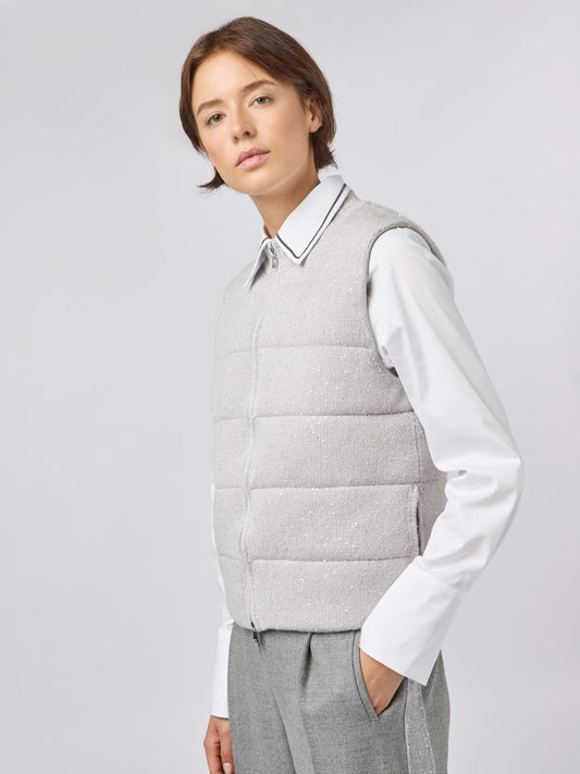 Gilet in maglia donna full zip trapuntato con piuma nuage 240e38_fw246a_e73