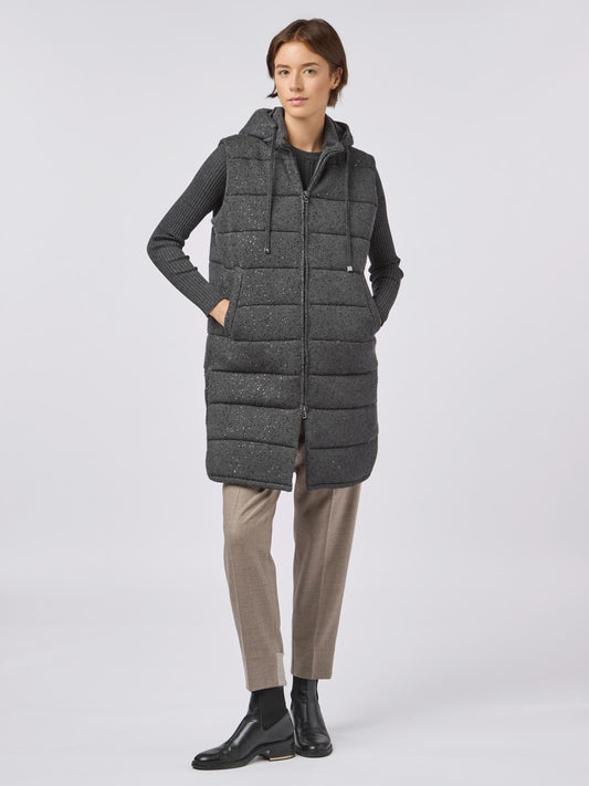 Gilet donna lungo in maglia con paillettes grafite mel 240e39_fw246a_425425