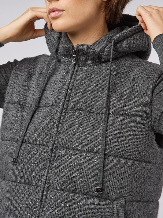 Gilet donna lungo in maglia con paillettes - Gilet donna lungo in maglia con paillettes alt - 002
