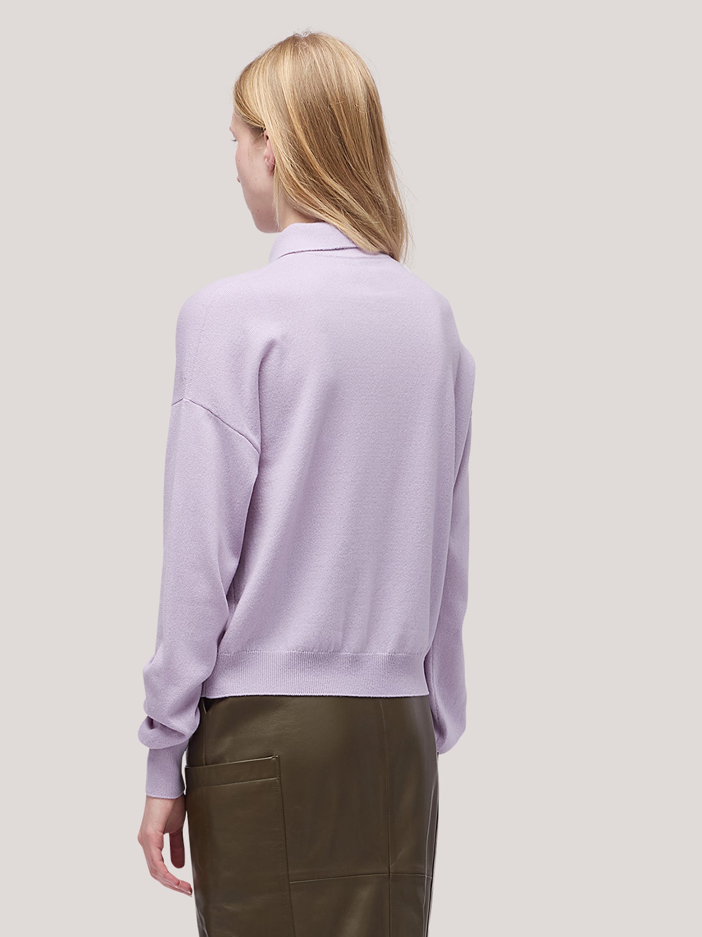 Maglia polo polo manica lunga spalla scesa lilla 250a13_fw25-3_299lil 68522186506566