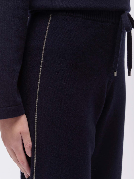 Pantalone Jogging ampio con coulisse e dettaglio catenella - Pantalone Jogging ampio con coulisse e dettaglio catenella alt - 002