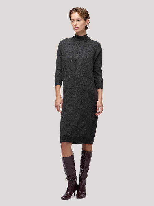 Abito lupetto donna con inserto paillettes su bordi grafite mel 250f06_fw256a_425gra