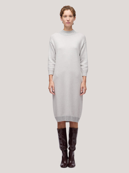 Abito lupetto donna con inserto paillettes su bordi - Abito lupetto donna con inserto paillettes su bordi alt - 002