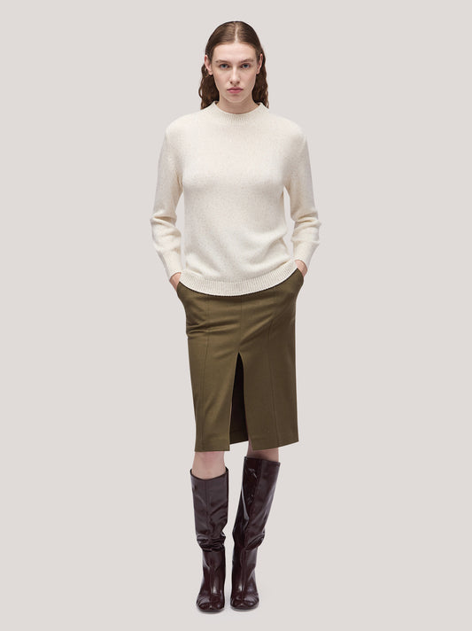 Maglia donna paricollo manica lunga, paillettes bianco con oro 250f35_fw256a_217bor