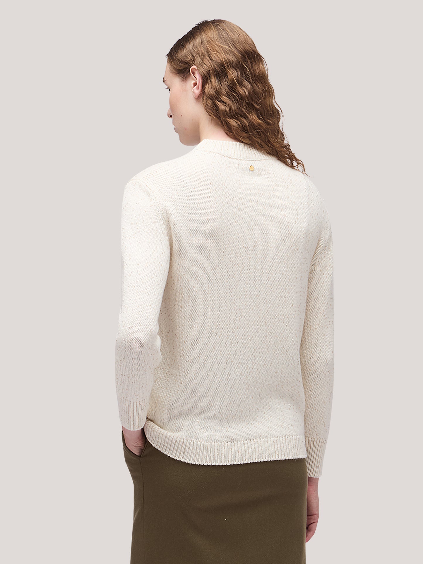 Maglia donna paricollo manica lunga, paillettes bianco con oro 250f35_fw256a_217bor 68148127924550