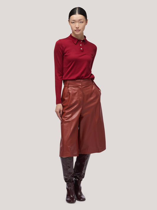 Maglia donna collo polo manica lunga ciliegia 250h09_fw251b_821cil