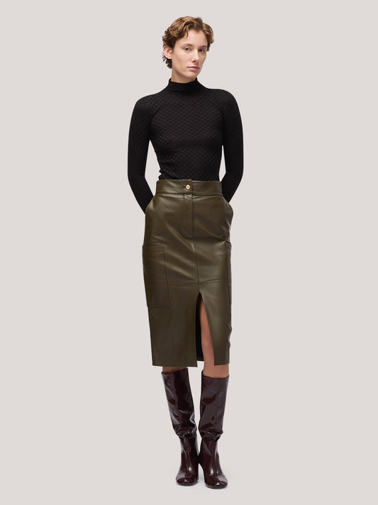 Maglia donna collo alto manica lunga, lavorazione damier nero 250h33_fw251b_096ner