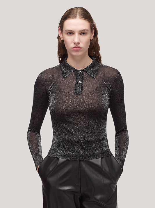 Women's long-sleeved polo-neck sweater, image - Women's long-sleeved polo-neck sweater, image alt - 002