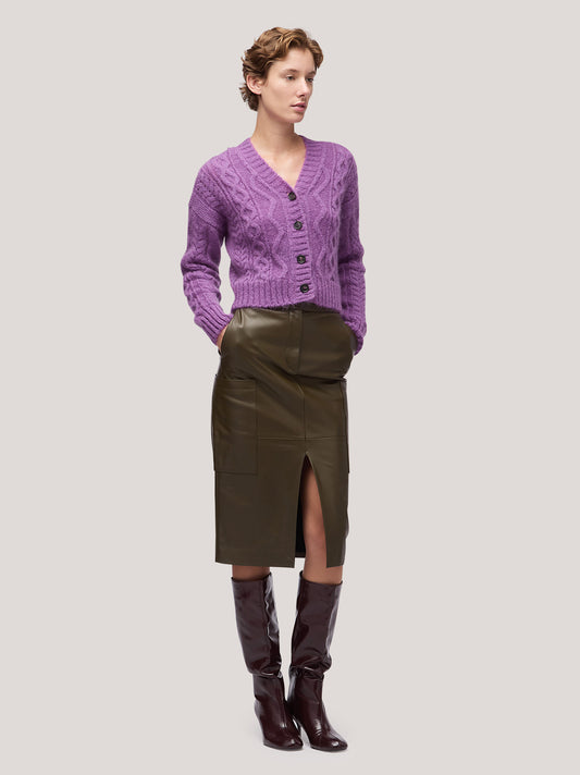 Maglia cardigan donna manica lunga, soft mohair violetto 250n15_fw255a_t98vio