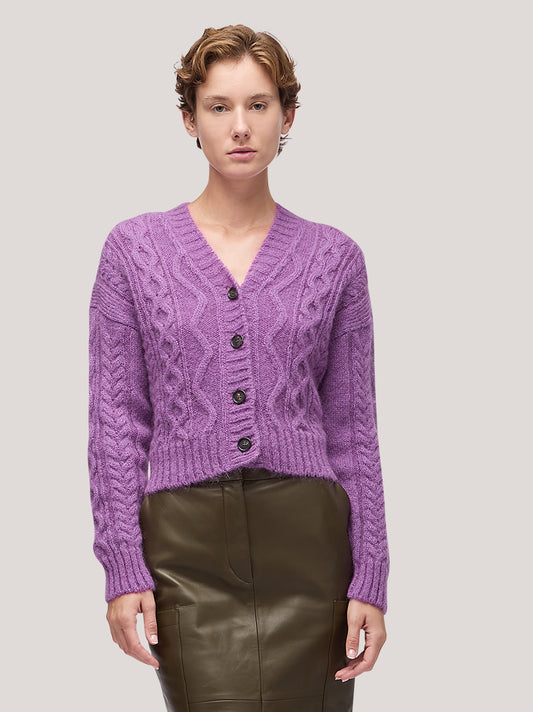 Maglia cardigan donna manica lunga, soft mohair - Maglia cardigan donna manica lunga, soft mohair alt - 002