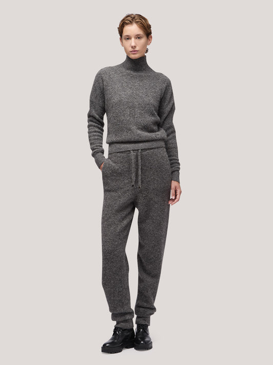 Maglia donna collo alto manica lunga, hanaq acciaio 250n83_fw254a_085acc