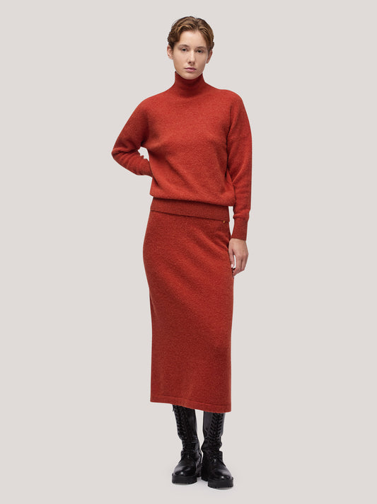Maglia donna collo alto manica lunga, hanaq rame 250n83_fw254a_677ram