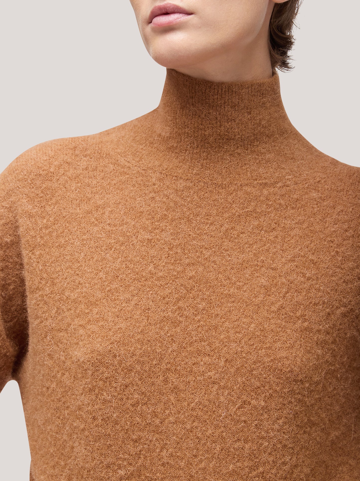 Women's high-neck long-sleeved sweater, hanaq tobacco 250n83_fw254a_426tab 68054394765638