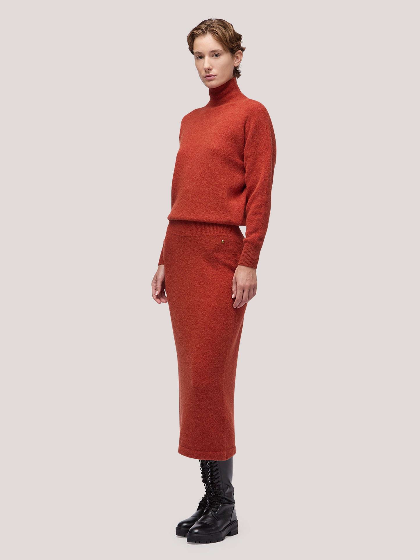 Long skirt with ribbed belt, hanaq copper 250n90_fw254a_677ram 68147420889414