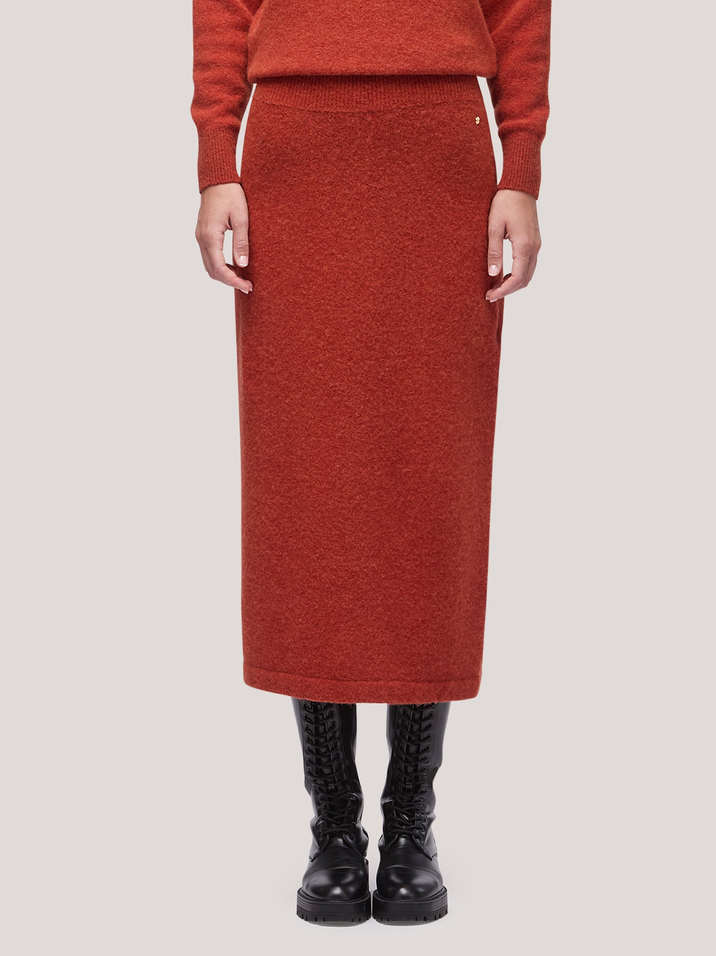 Long skirt with ribbed belt, hanaq copper 250n90_fw254a_677ram 68147420922182