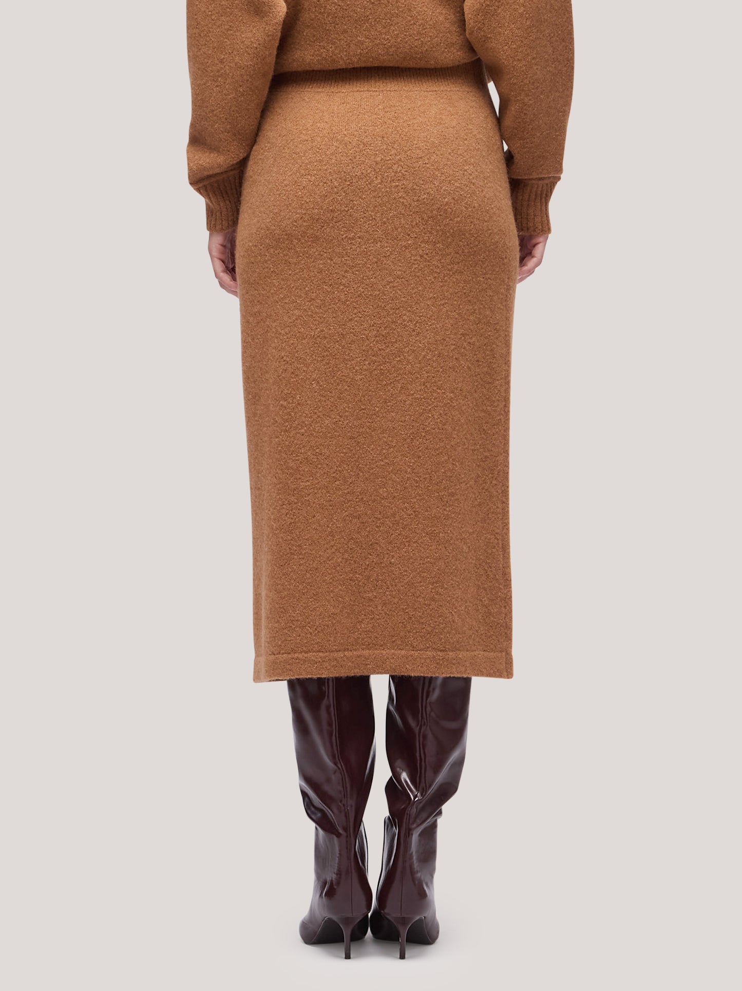Long skirt with ribbed belt, hanaq tobacco 250n90_fw254a_426tab 68147433800006