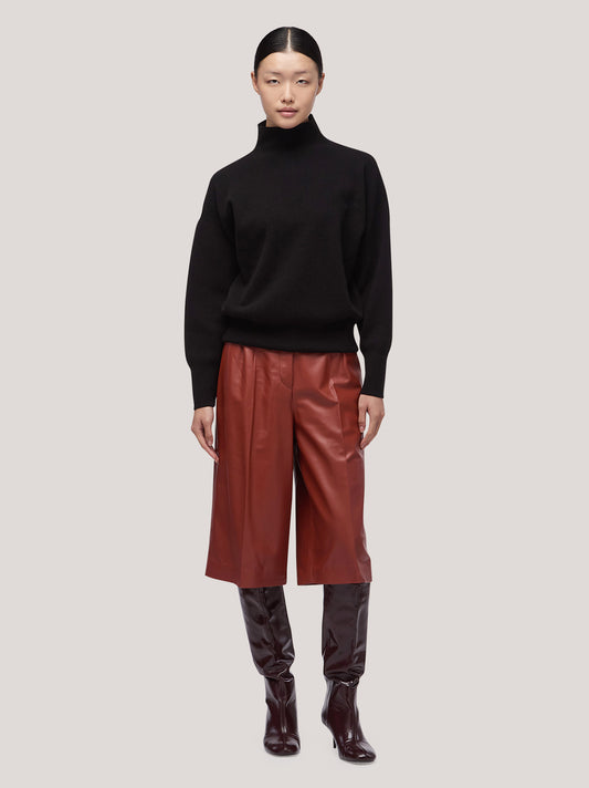 Maglia donna collo alto manica lunga, punto milano black 250r12_fw25-7_096bla