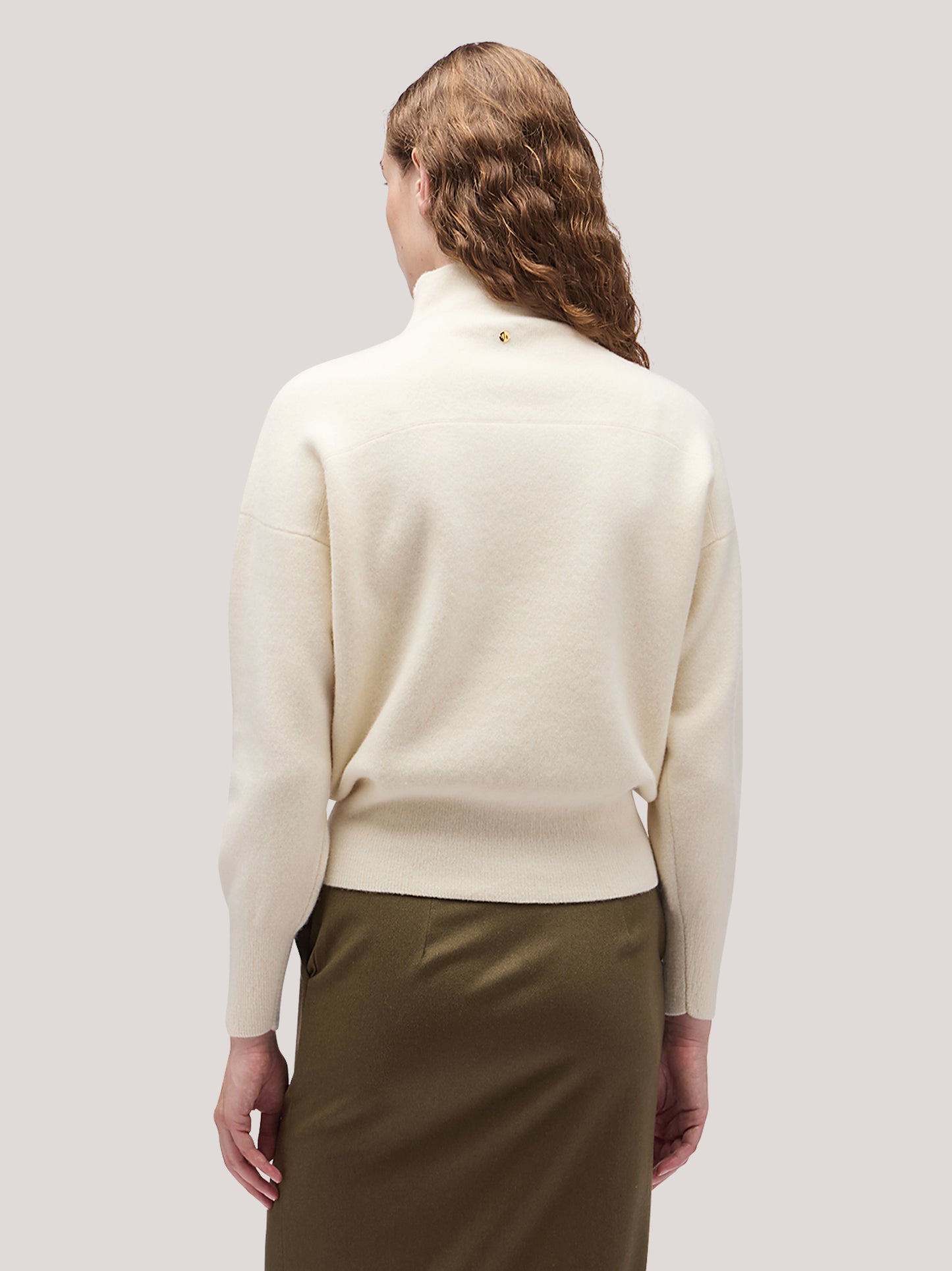 Maglia donna collo alto manica lunga, punto milano white 250r12_fw25-7_690whi 68147280019782