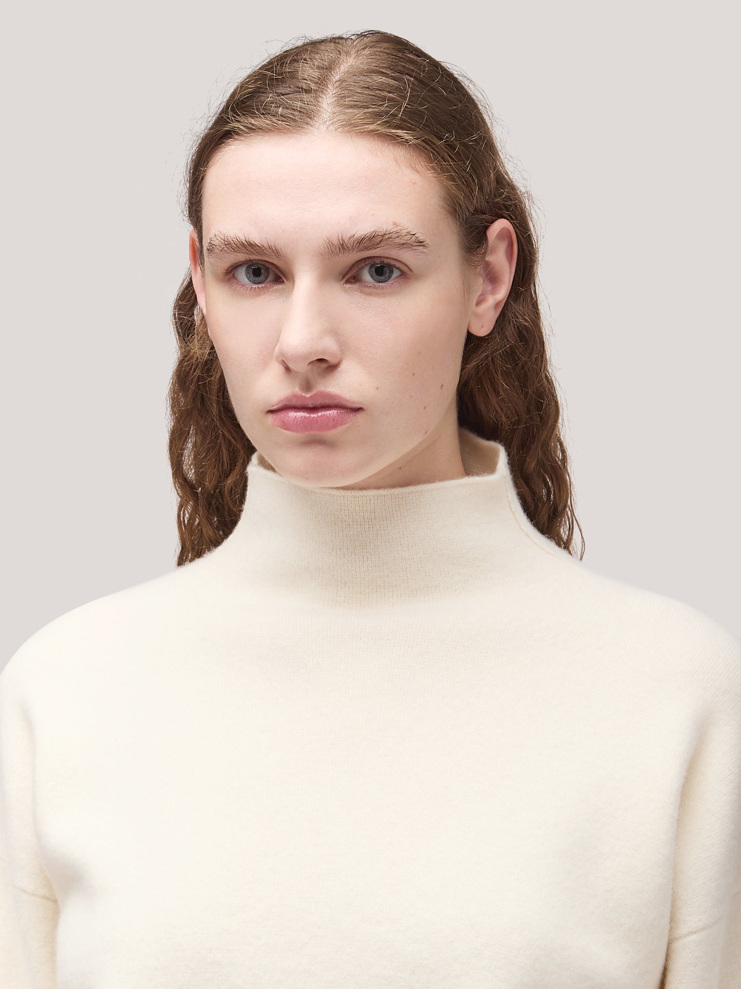 Maglia donna collo alto manica lunga, punto milano white 250r12_fw25-7_690whi 68147280052550