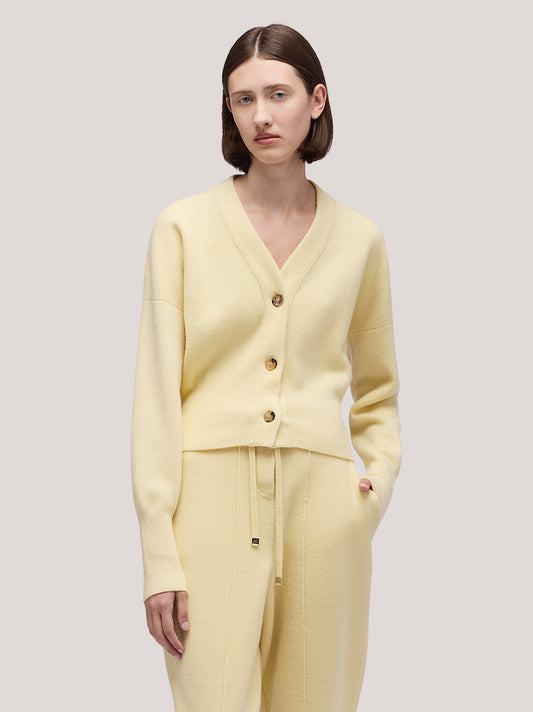 Women's long-sleeved cardigan sweater, Milan stitch - Women's long-sleeved cardigan sweater, Milan stitch alt - 002