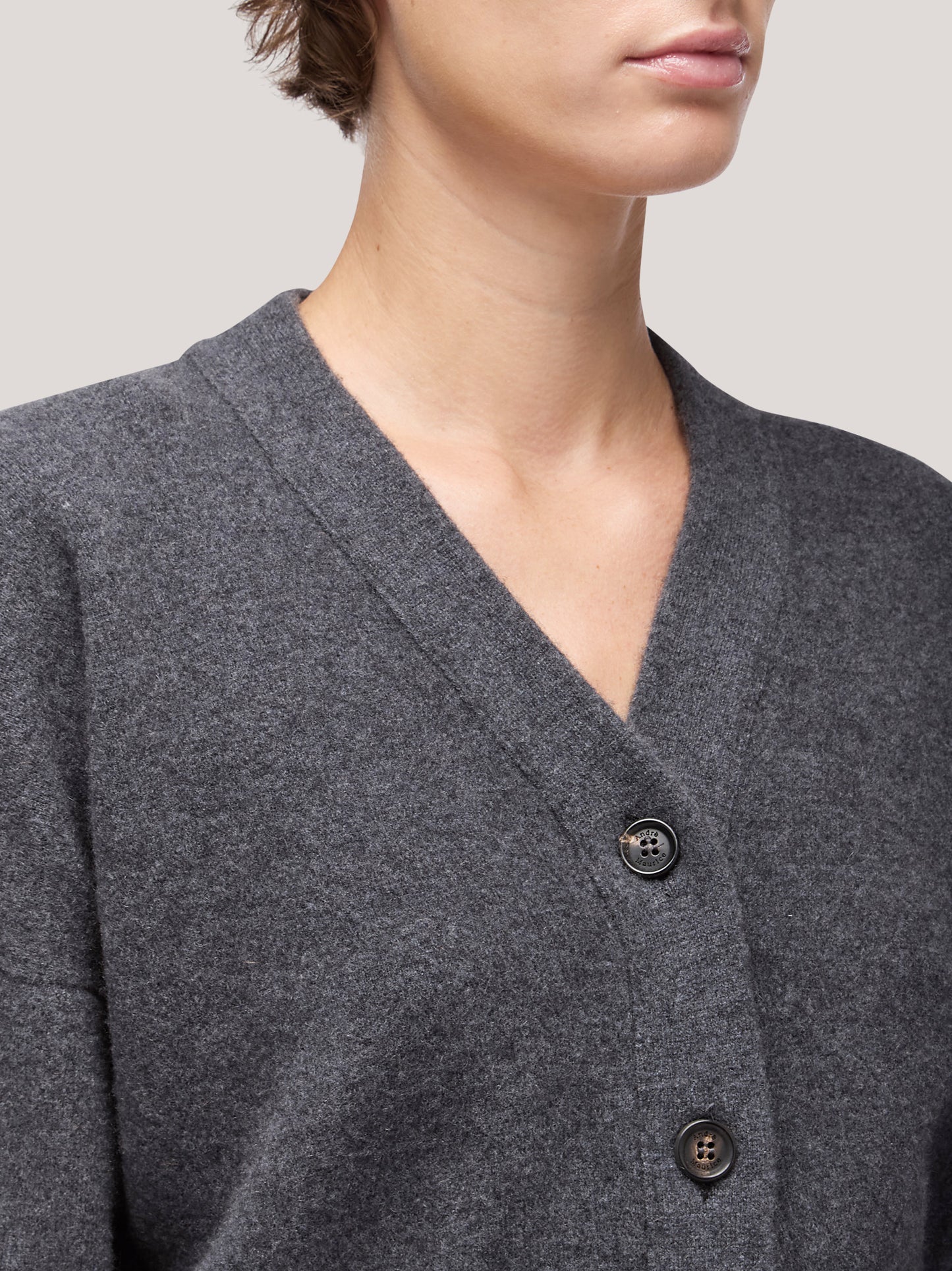 Women's long-sleeved cardigan sweater, Milan stitch coal 250r14_fw25-7_a70car 68147002736966