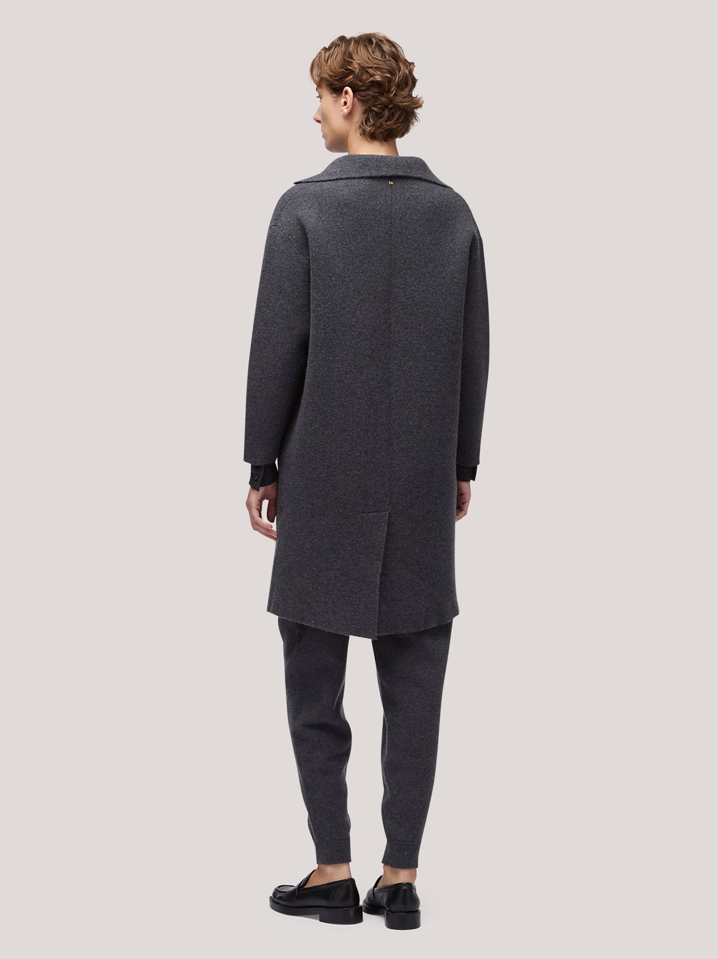 Maglia cappotto donna con tasche, punto milano carbone 250r16_fw25-7_a70car 68146992382278
