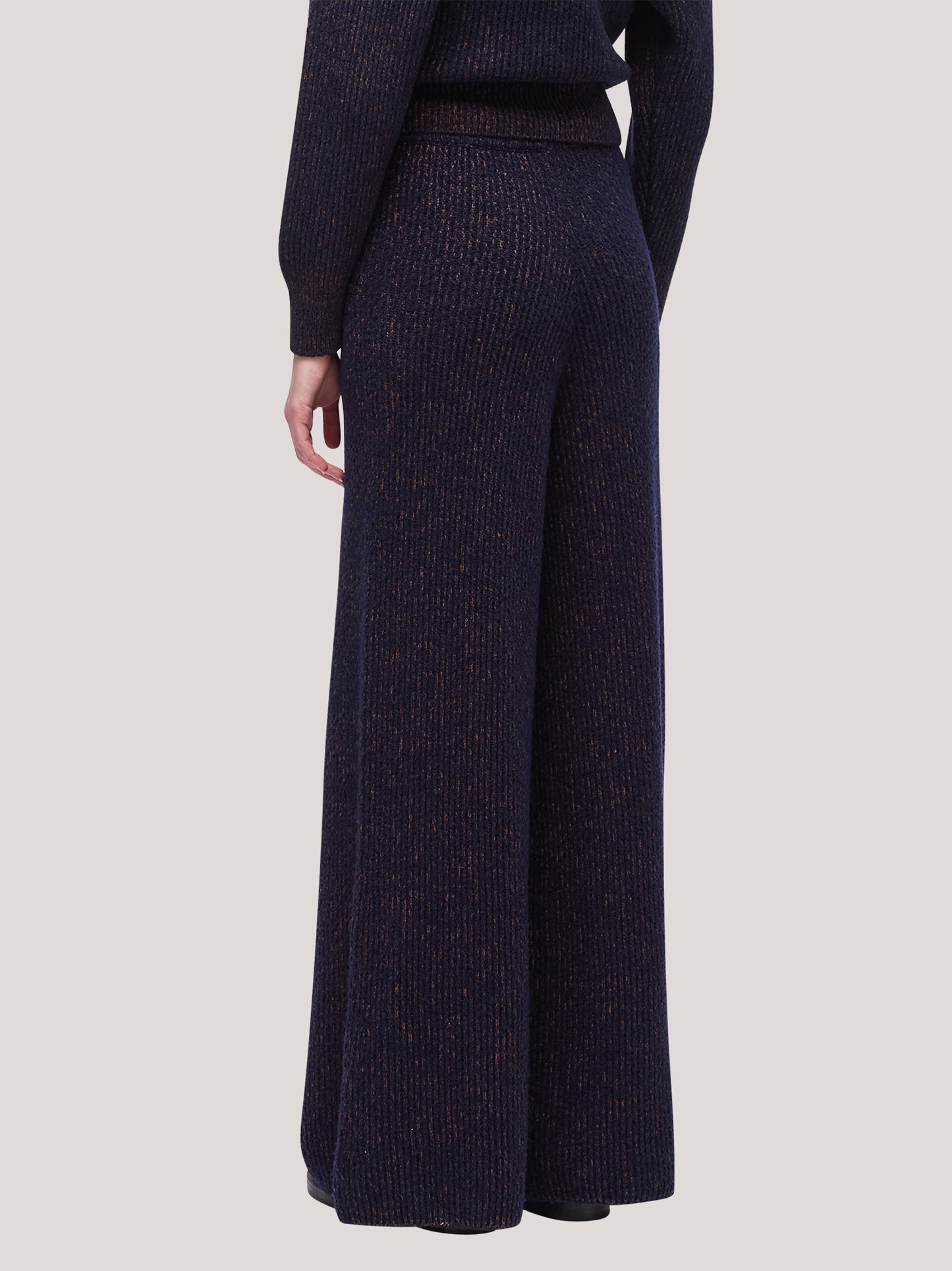 Pantaloni donna fondo ampio, lavorazione maglia inglese bicolore navy /caramel cafe 250r93_fw259a_u01nac 68522014310726